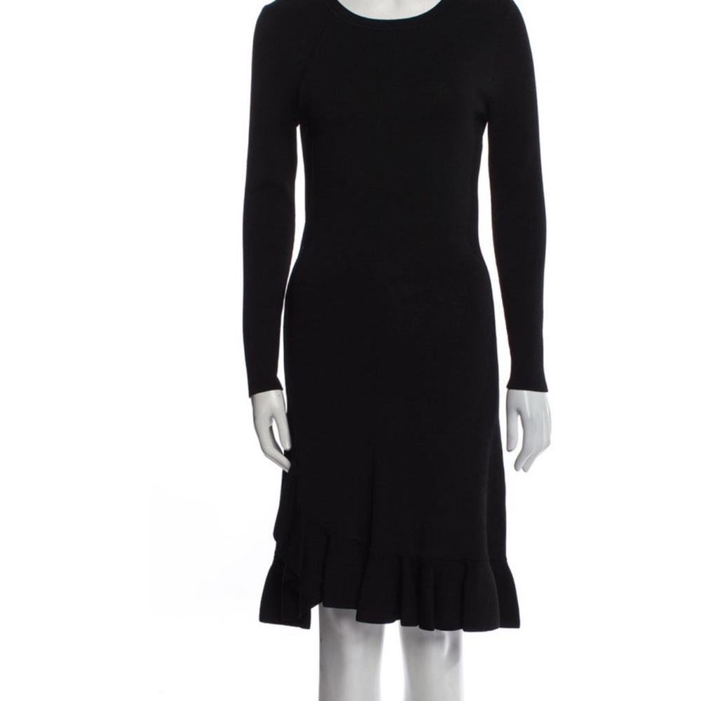 Altuzarra Black Long Sleeve Dress with Ruffled Hem
